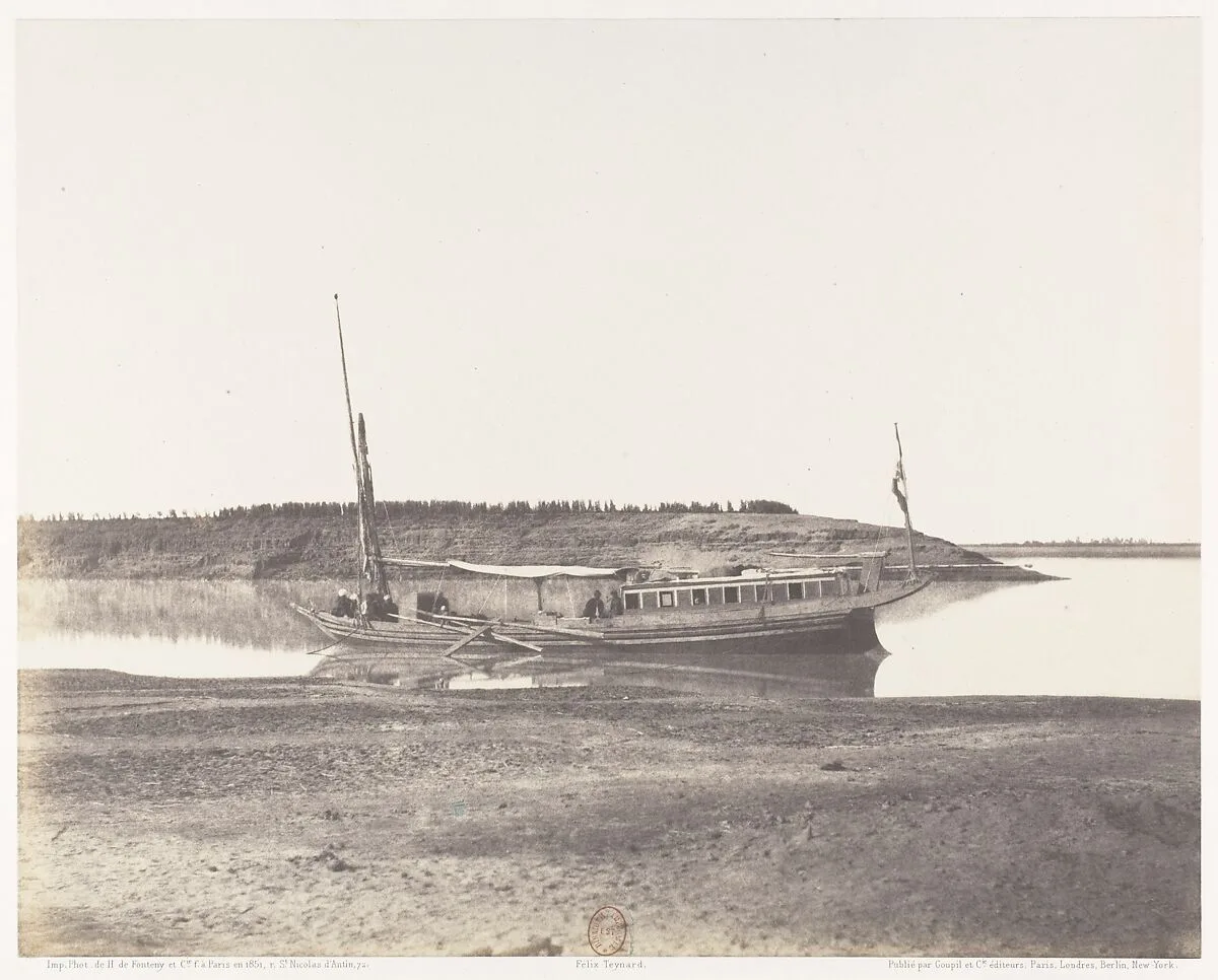 Louksor, Petit Bras du Nil - Barque de Voyageurs — Félix Teynard|Imprimerie Photographique de H. de Fonteny et Cie