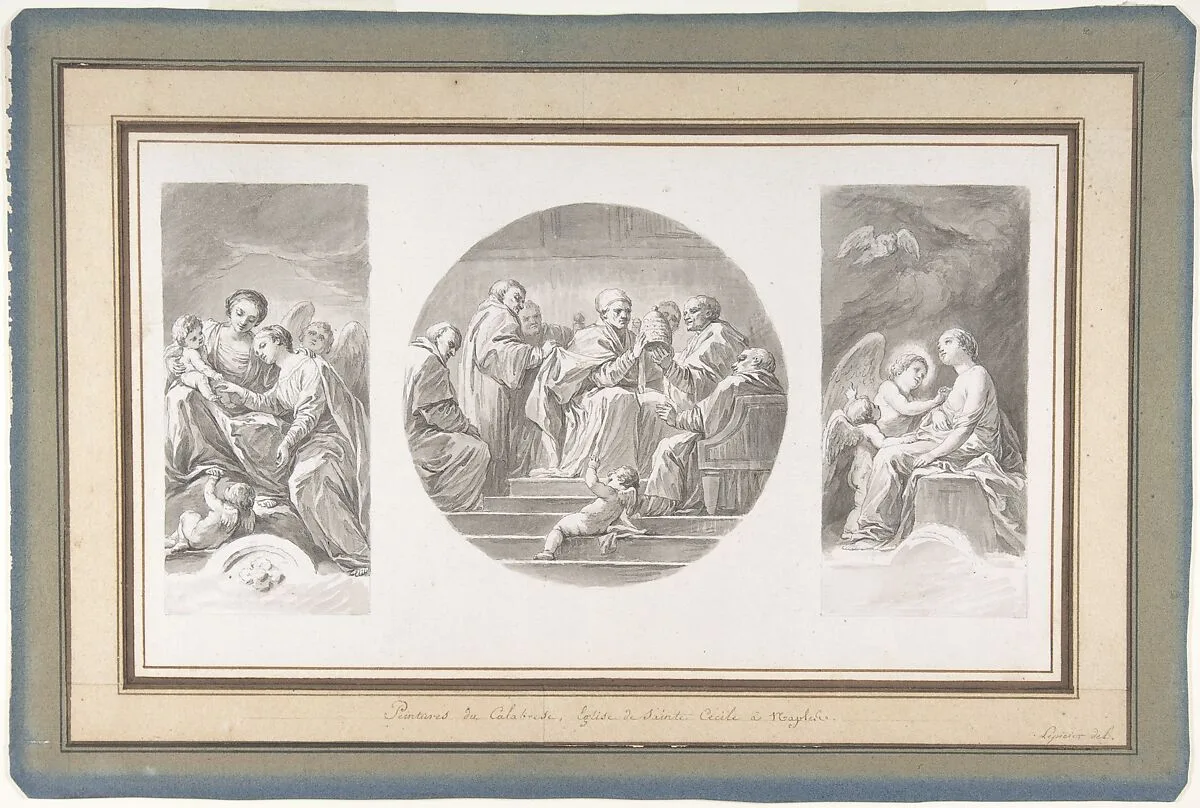 The Mystic Marriage of Saint Catherine; Saint Celestine V Renouncing the Papacy; Saint Catherine Touched by Divine Love — Nicolas Bernard Lépicié