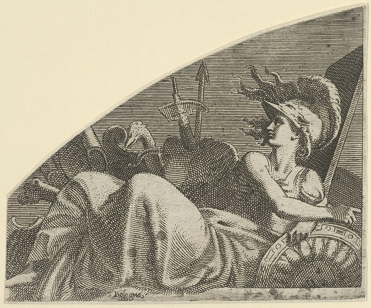 Bellona Seated on her Trophies — Léon Davent|Francesco Primaticcio