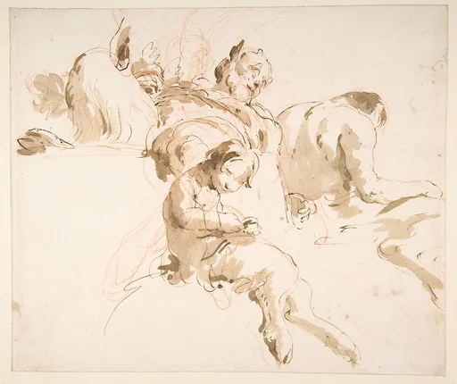 Two Seated Satyrs and a Child Satyr