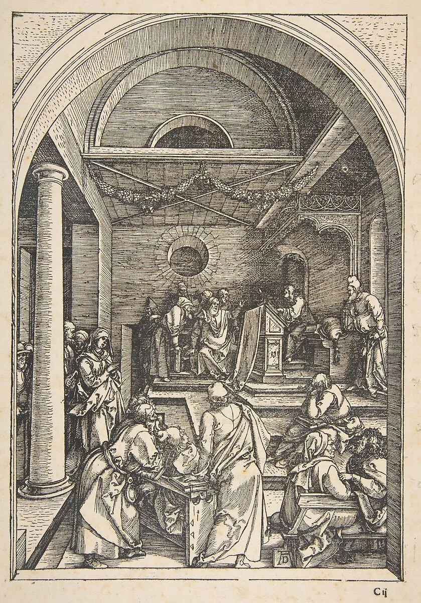Christ among the Doctors, from "The Life of the Virgin" — Albrecht Dürer