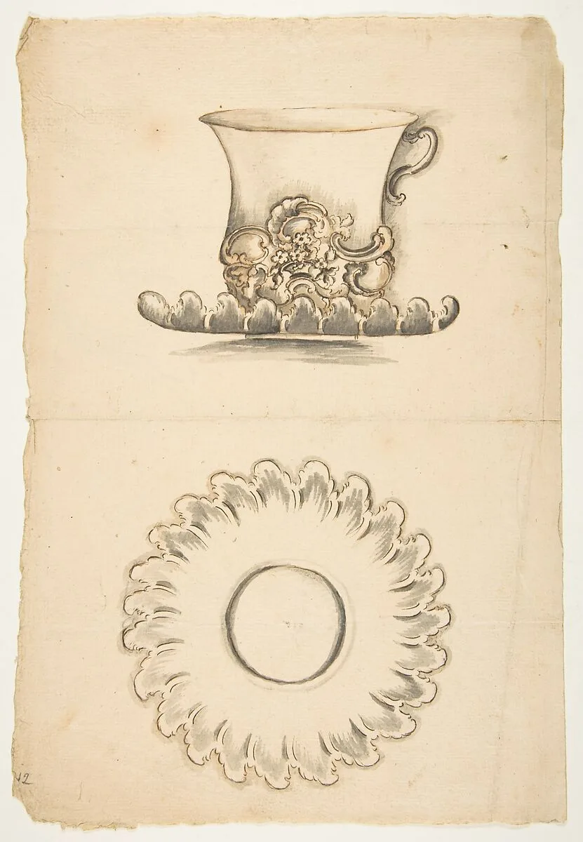 Design for a cup and saucer — Anonymous, French, 19th century