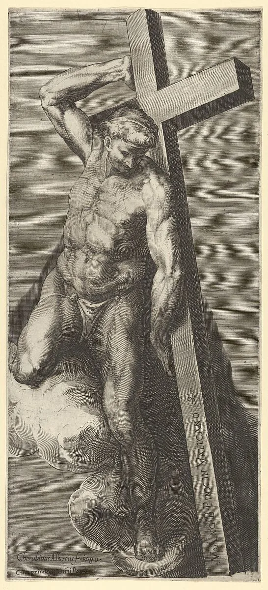 The Good Thief, after Michelangelo's 'The Last Judgment' fresco in the Sistine Chapel — Cherubino Alberti (Zaccaria Mattia)|Michelangelo Buonarroti