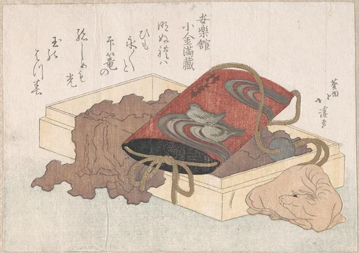 印籠と牛根付『春雨集』 摺物帖|Lacquer Inrō with Waterbirds and Ox-shaped Netsuke in a BoxFrom the Spring Rain Collection (Harusame shū), vol. 3