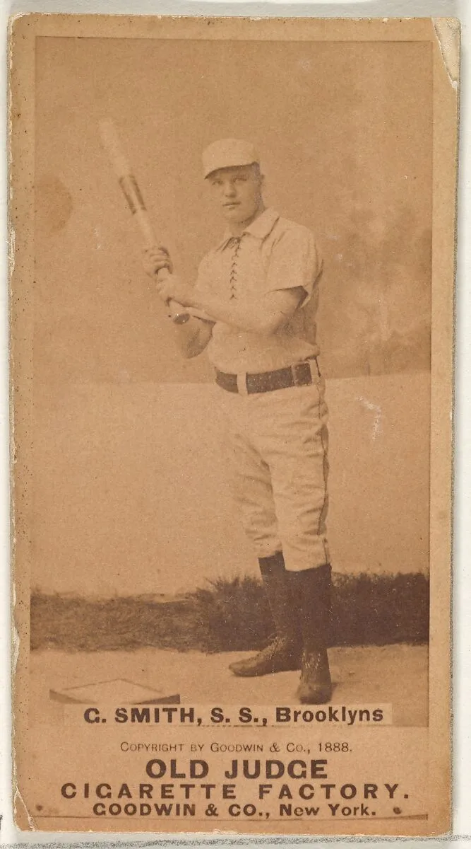 G. Smith, Shortstop, Brooklyn Bridegrooms, from the Old Judge series (N172) for Old Judge Cigarettes — Goodwin & Company