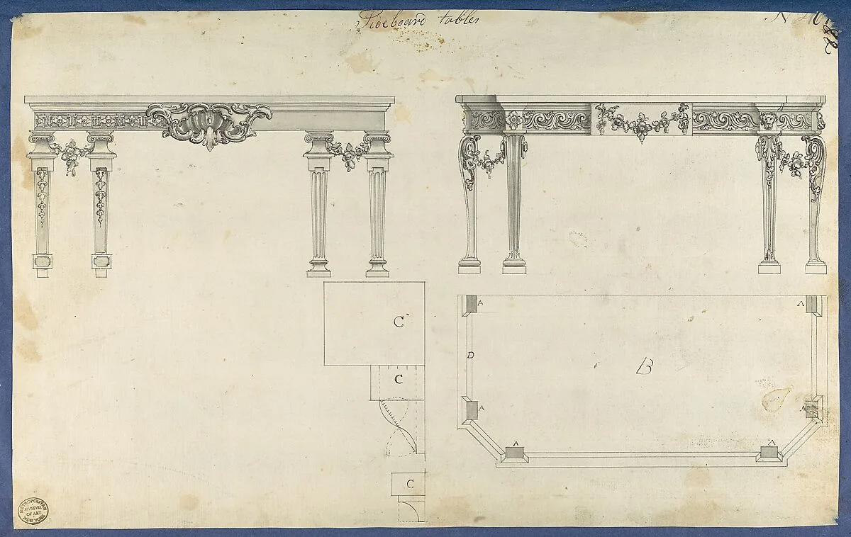 Sideboard Tables, from Chippendale Drawings, Vol. II — Thomas Chippendale