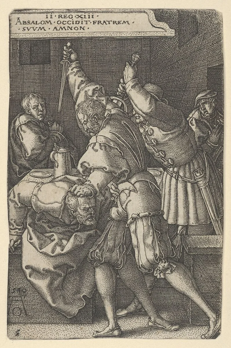The Servants of Absalom Killing Amnon — Heinrich Aldegrever