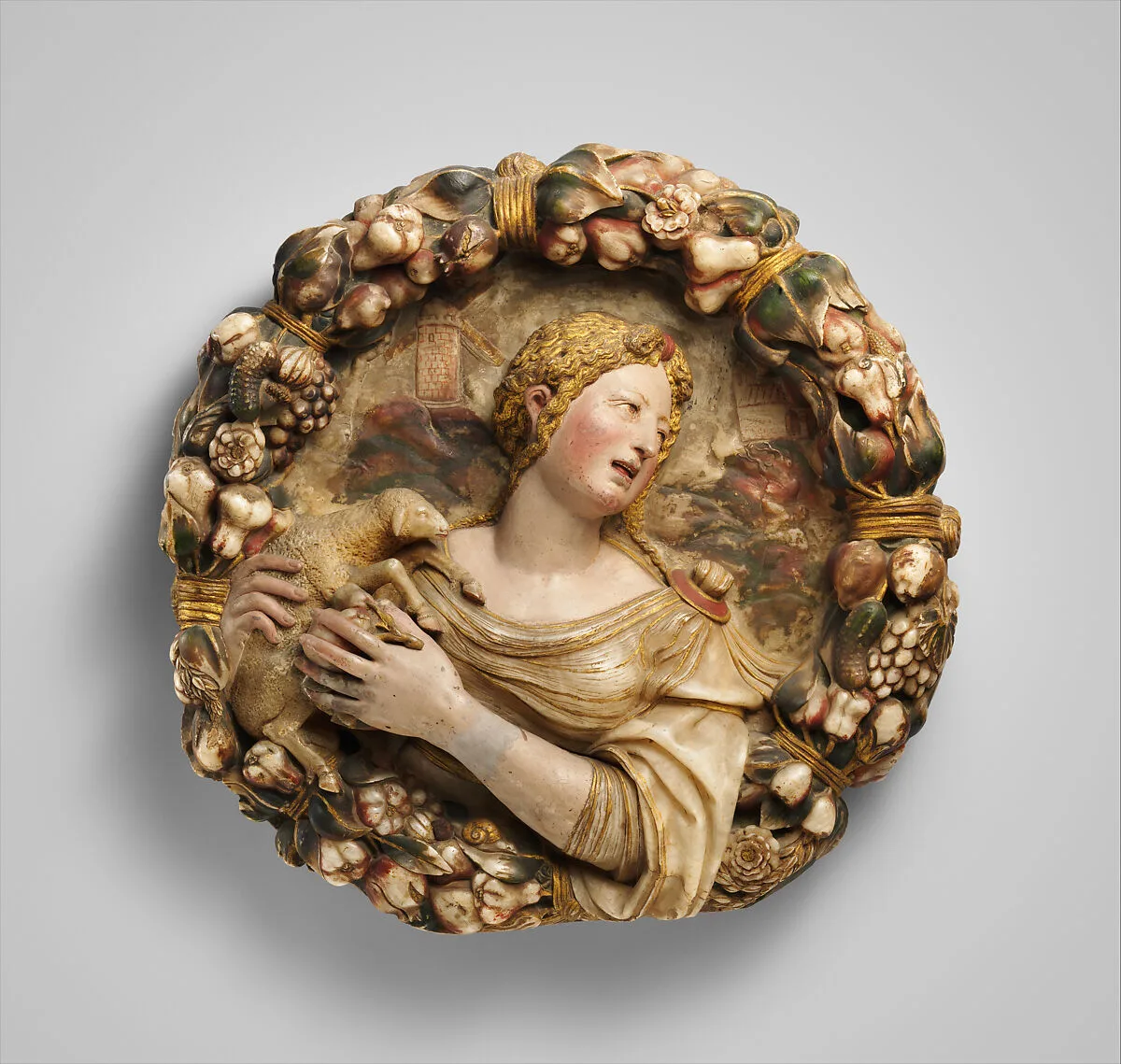 Saint Agnes (one of a pair) — Diego de Tiedra