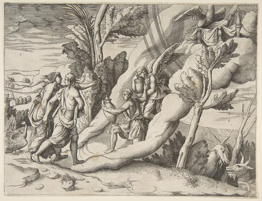Jupiter and Juno being received in the heavens by Ganymede and Hebe, from "Division of the Universe"