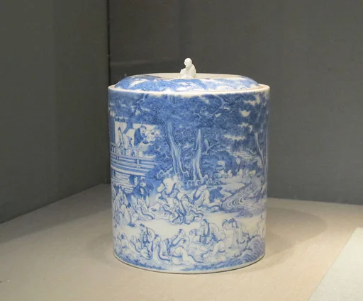 染付蘭亭曲水図水指|Water Jar with Poetry Gathering at the Orchid Pavilion