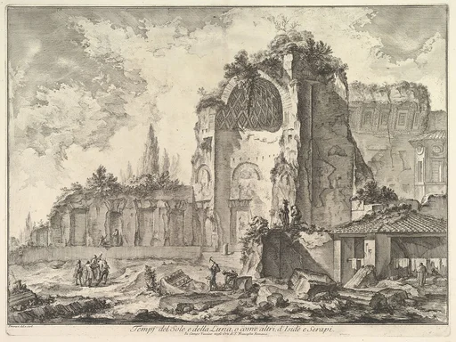 The Temple of Venus and Roma (erroneously called Temple of Sol and Luna) (Veduta degli avanzi di due triclini che appartenevano alla Casa aurea di Nerone), from "Vedute di Roma"