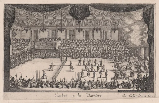 Le Combat (The Combat), from Le Combat a la Barrière in the Palace at Nancy by Henri Humbert, printed by Sebastien Phillipe