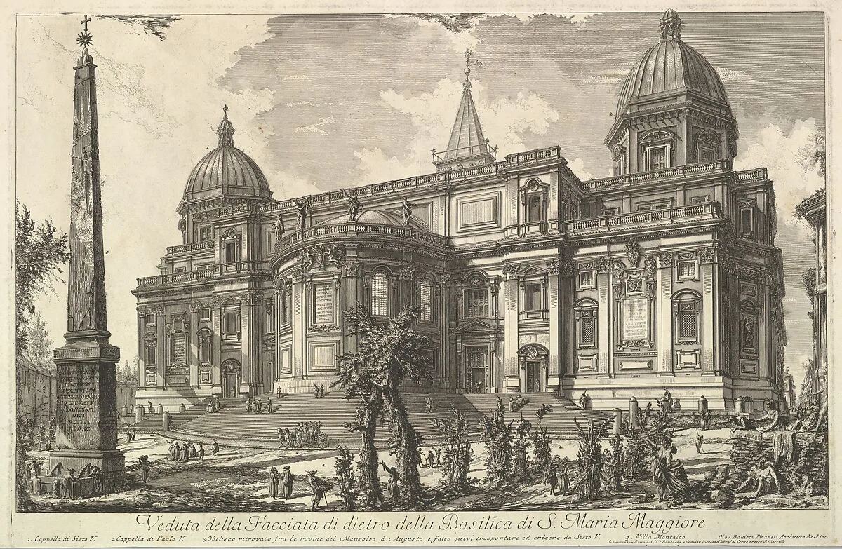 View of the rear entrance of the Basilica of S. Maria Maggiore, from Veduta di Roma (Roman Views) — Giovanni Battista Piranesi|Bouchard & Gravier
