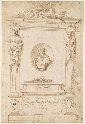 Design for a Tomb with Herms and a Niche with a Bust Portrait