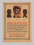 Poster warning of the dangers of foetal alcohol syndrome, depicting three children who have been affected, describing their reduced mental capacity and how their condition is revealed through their facial features — Carlos Orozco Romero|Talleres Graficos de México