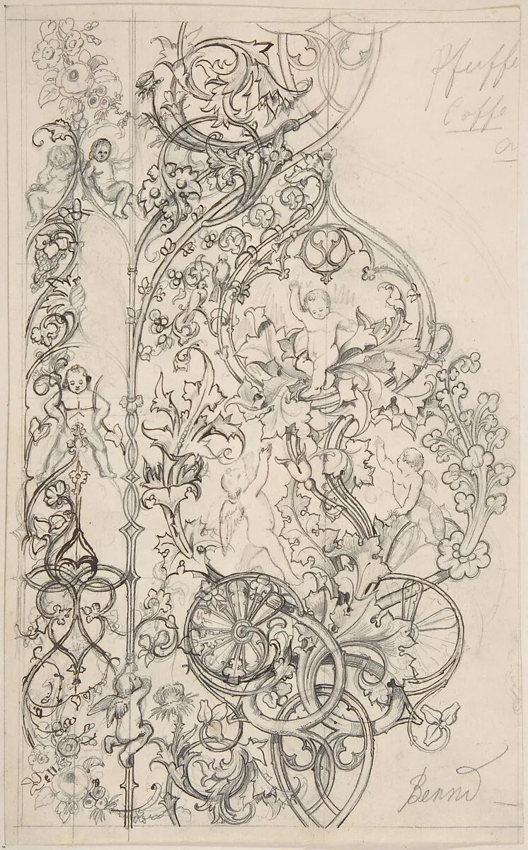 Gothic Ornament with Putti and Acanthus Leaves — Bernd