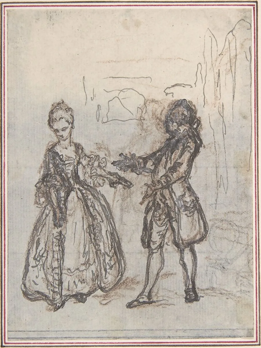 Design for a Scene in de Laujon's "L'Amoureux de quinze ans, ou la Double-Fête..." — Hubert François Gravelot