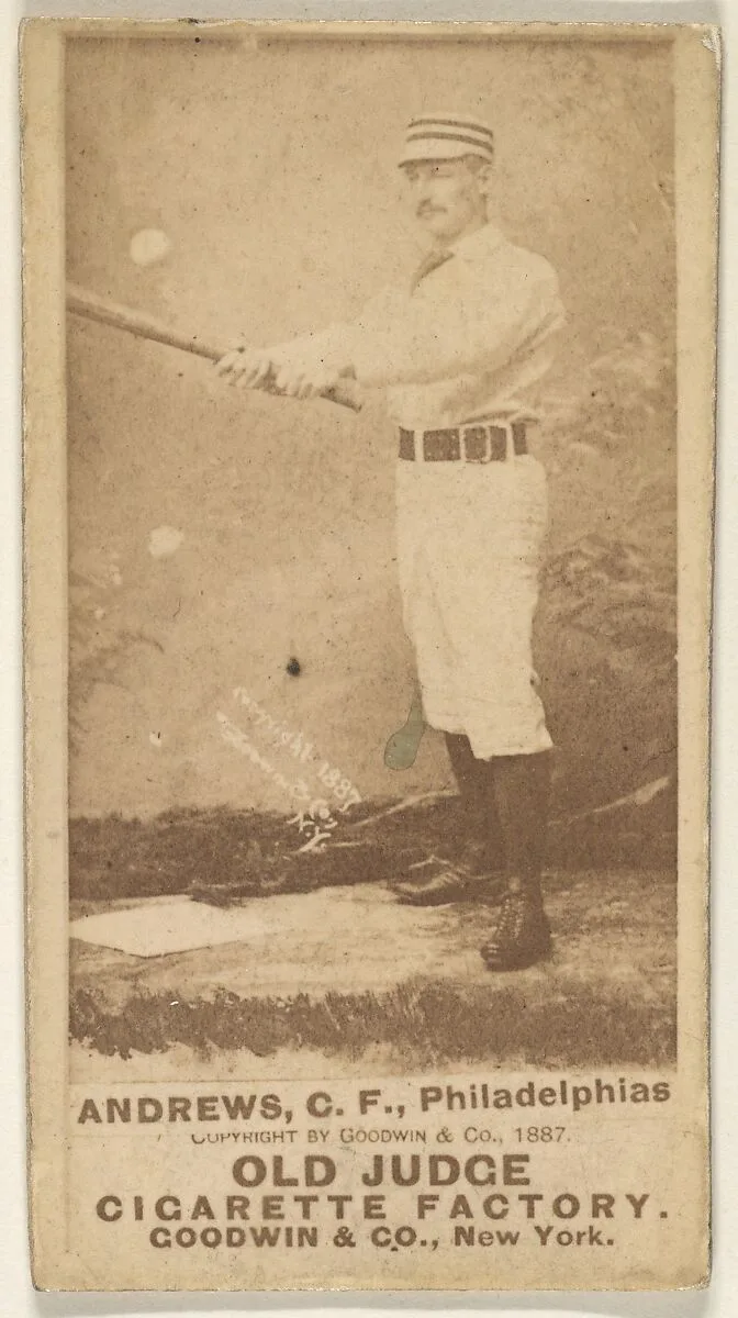 George Edward "Ed" Andrews, Center Field, Philadelphia, from the Old Judge series (N172) for Old Judge Cigarettes — Goodwin & Company