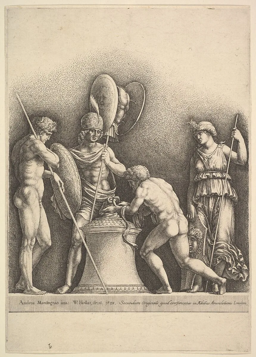 Four Classical Figures (pagan sacrifice) — Andrea Mantegna|Wenceslaus Hollar