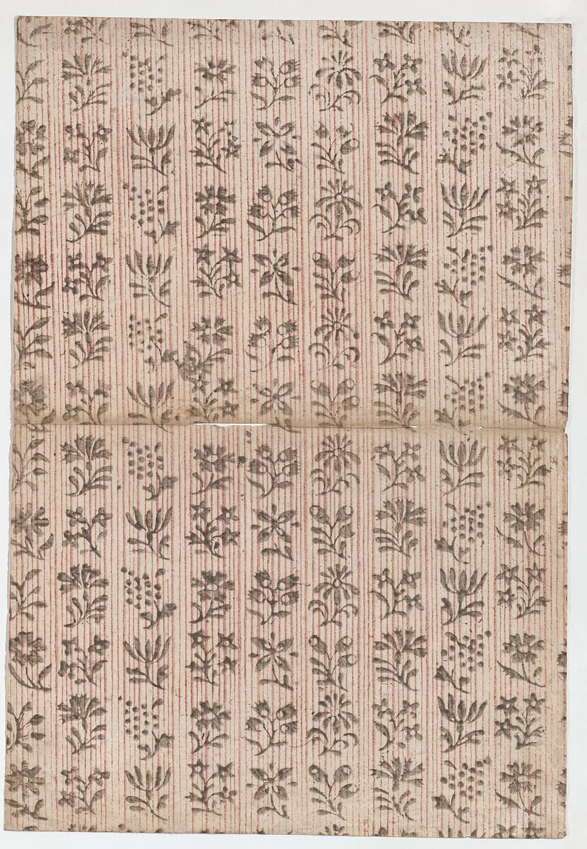 Book cover with overall stripe pattern with floral designs — Anonymous