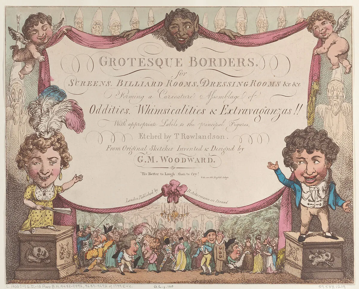 Grotesque Borders for Screens, Billiard Rooms, Dressing Rooms, &c &c — Thomas Rowlandson|Rudolph Ackermann, London|George Murgatroyd Woodward