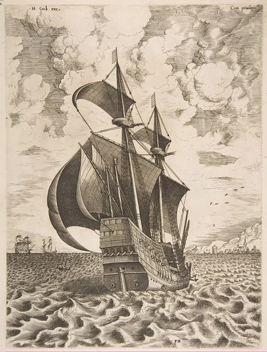 Armed Four-Master Sailing Towards a Port from The Sailing Vessels