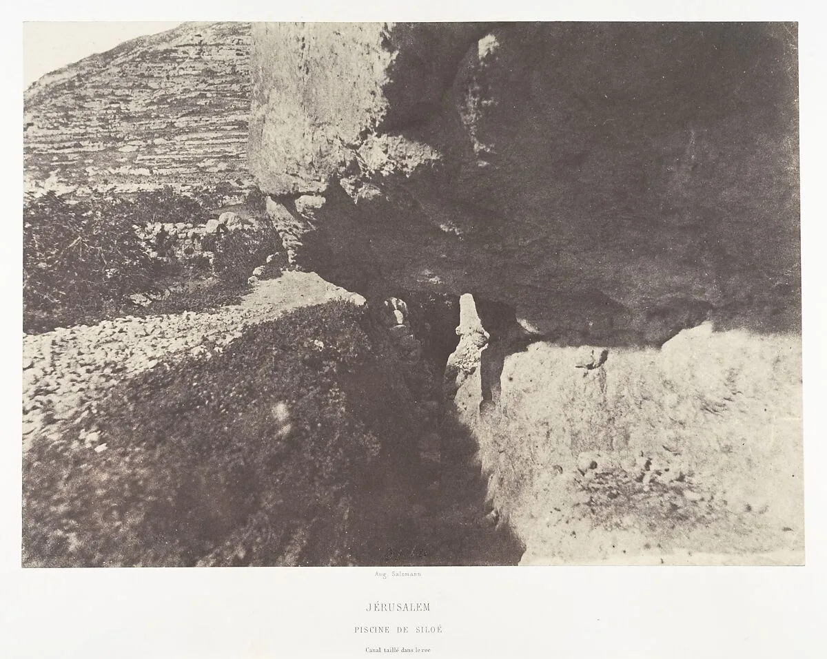 Jérusalem, Piscine de Siloe, Canal taillé dans le roc — Imprimerie photographique de Blanquart-Évrard, à Lille|Auguste Salzmann