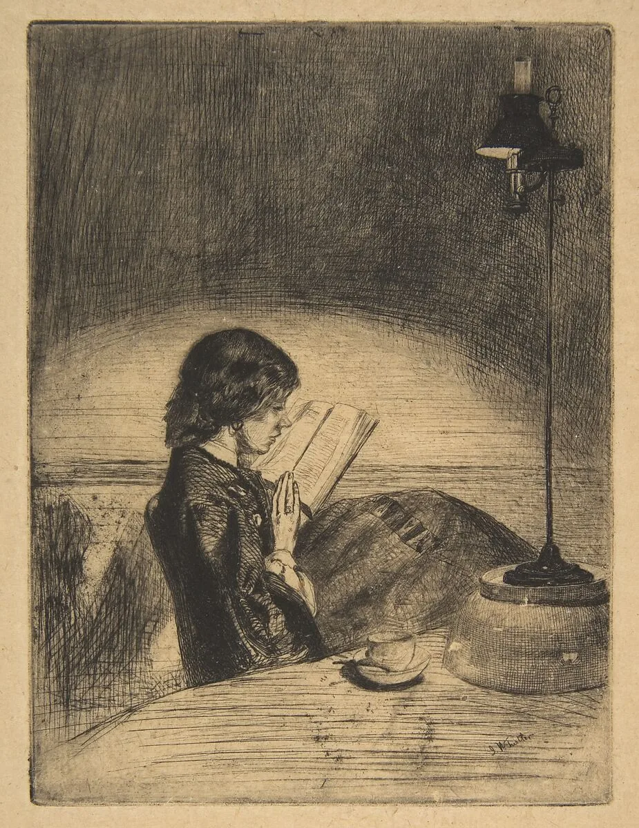 Reading by Lamplight — James McNeill Whistler