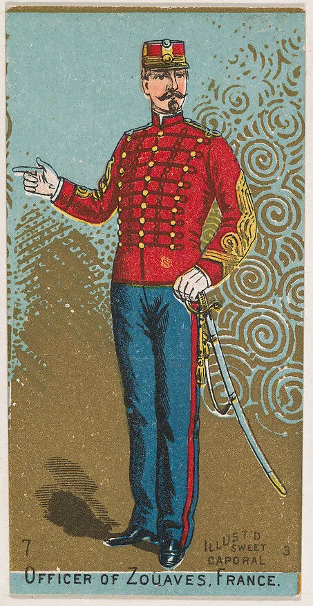 Officer of Zouaves, France, from the Military Series (N224) issued by Kinney Tobacco Company to promote Sweet Caporal Cigarettes — Kinney Brothers Tobacco Company