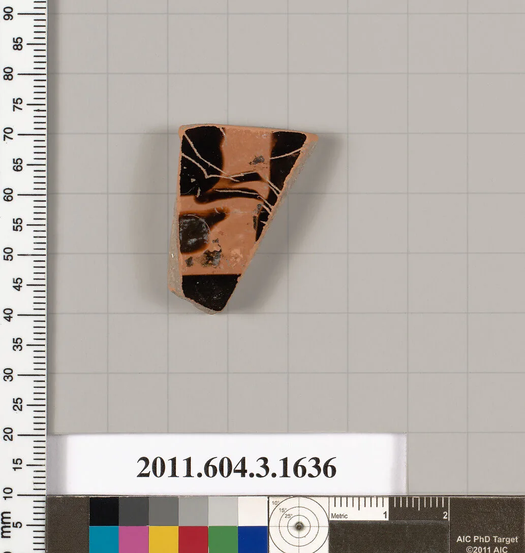Terracotta fragment of a kylix: Band cup (drinking cup) — Unknown