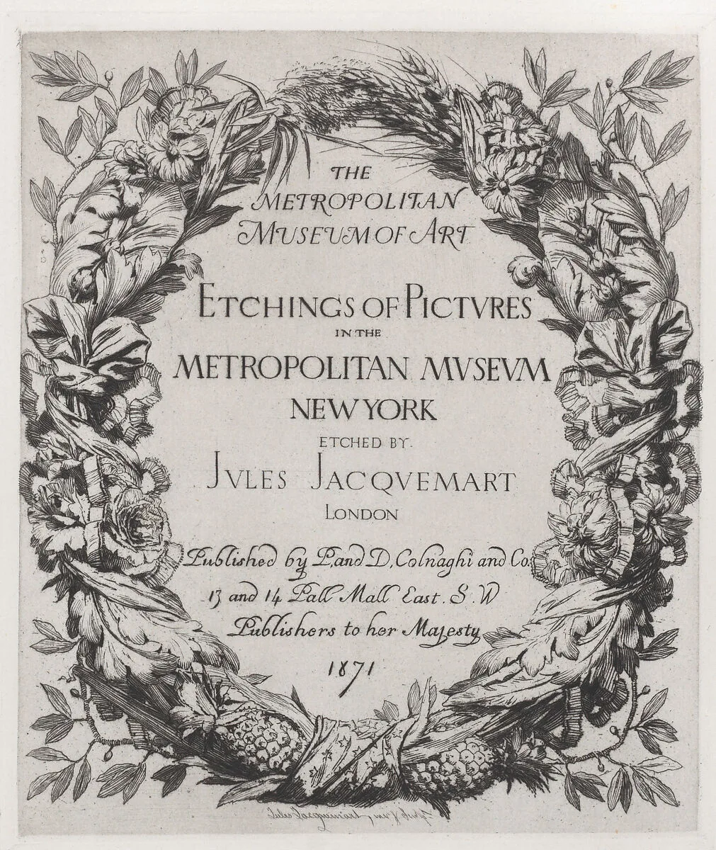 Title page, Etchings of Pictures in the Metropolitan Museum New York — P. & D. Colnaghi & Co.|Jules-Ferdinand Jacquemart