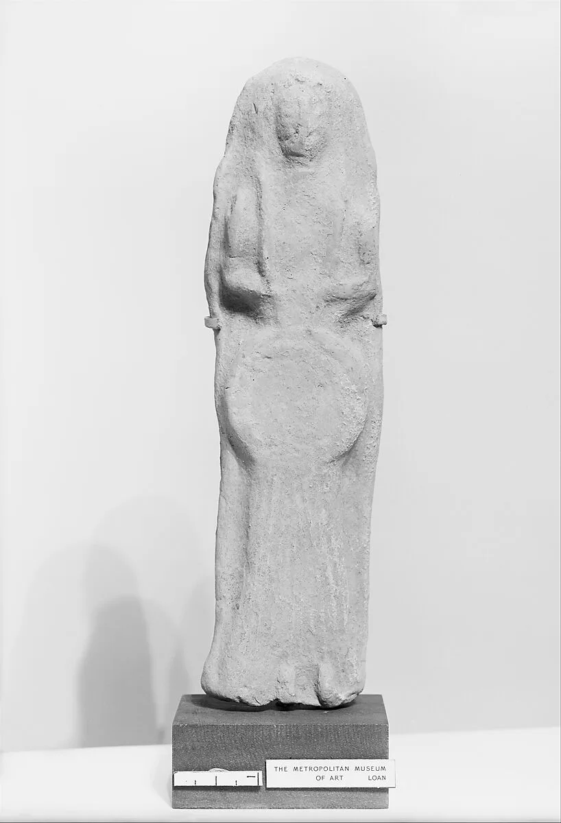 Terracotta plaque with a female figure holding a tympanum — Unknown