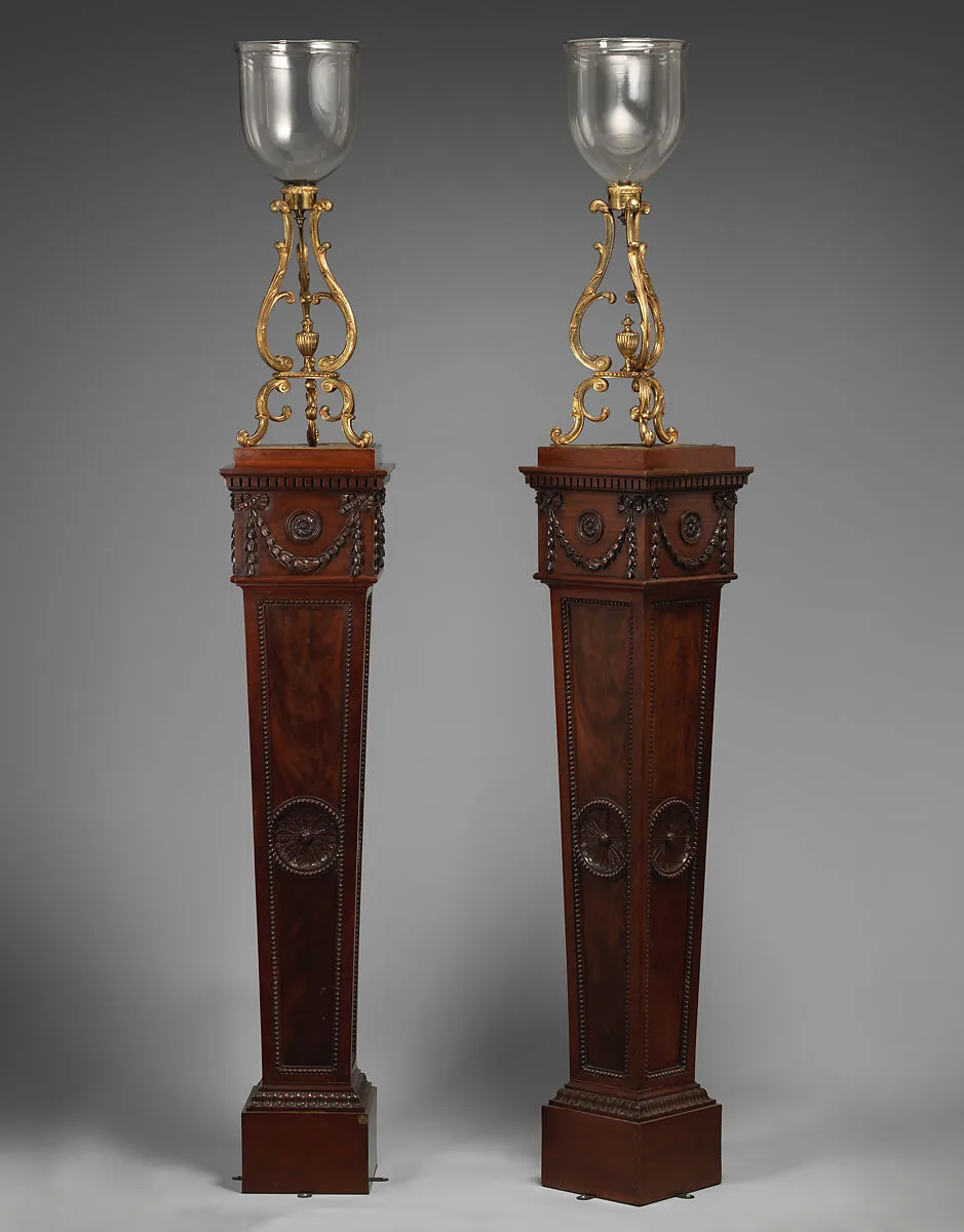 Pedestal with candleholder (one of a pair) — Unknown