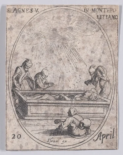 Ste. Agnès de Montepulciano (St. Agnes of Montepulciano), April 20th, from "Les Images De Tous Les Saincts et Saintes de L'Année" (Images of All of the Saints and Religious Events of the Year)