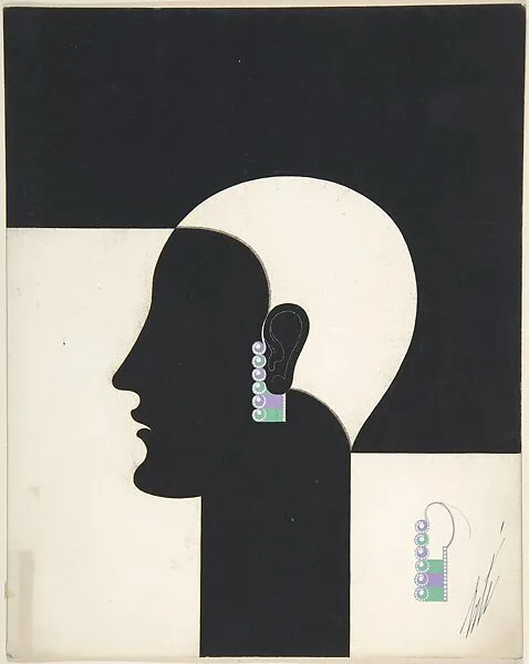 Design for Jade Earrings — Erté (Romain de Tirtoff)