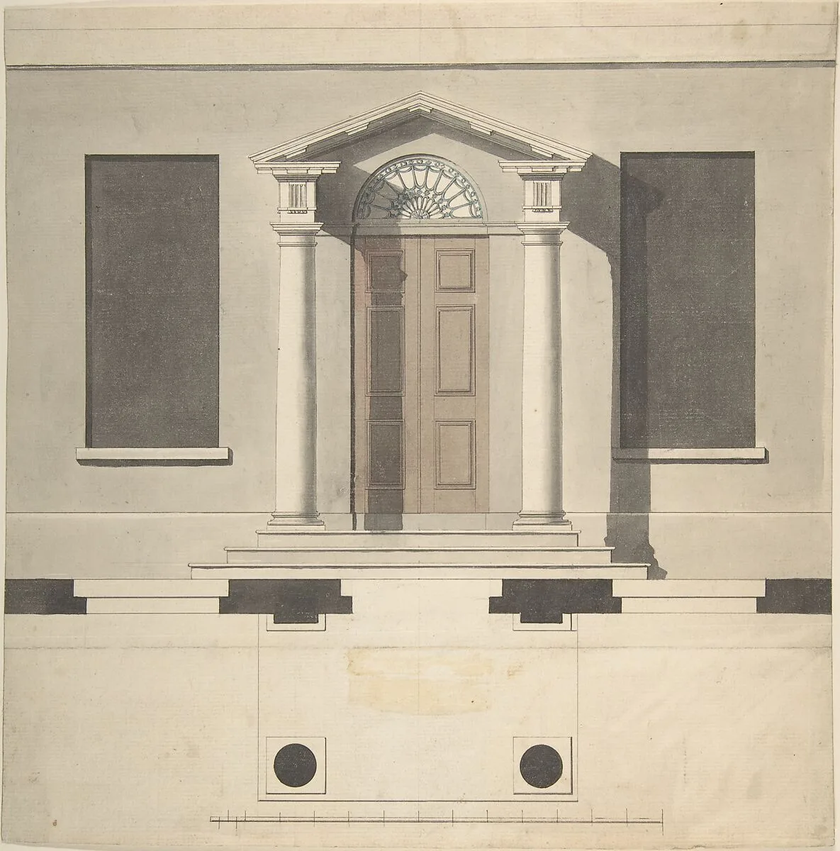 Design for a Doric Porch, Plan and Elevation — Robert Adam