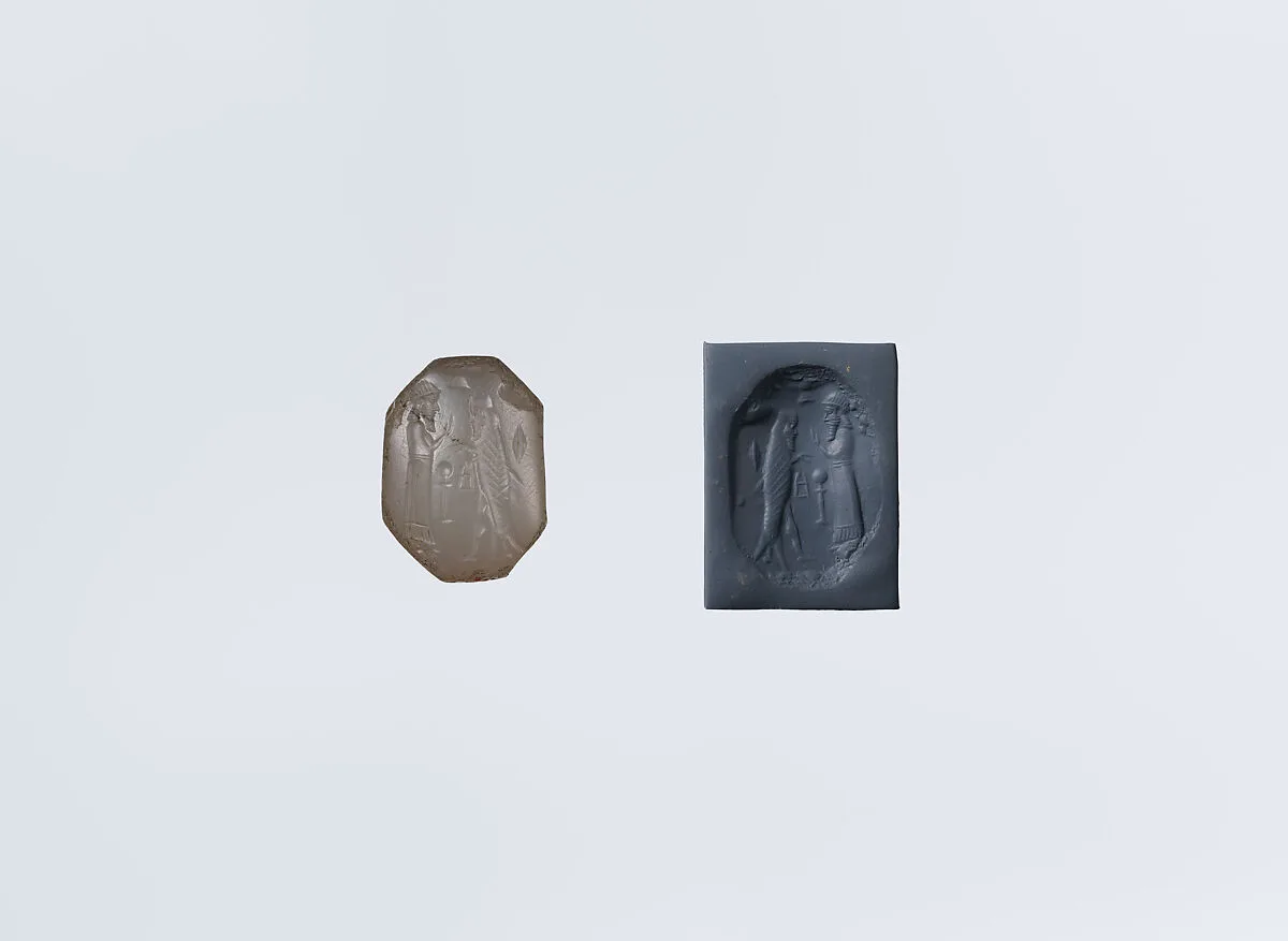Stamp seal (octagonal pyramid) with cultic scene — Unknown