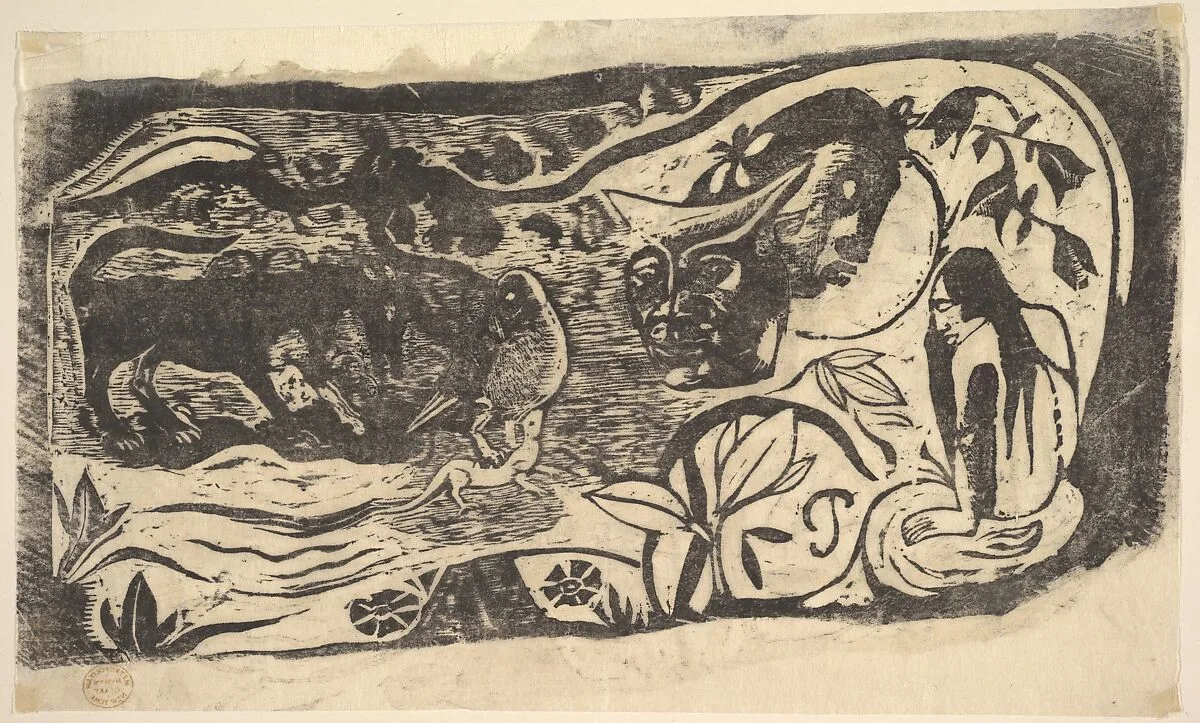 Woodcut with a Horned Head — Paul Gauguin