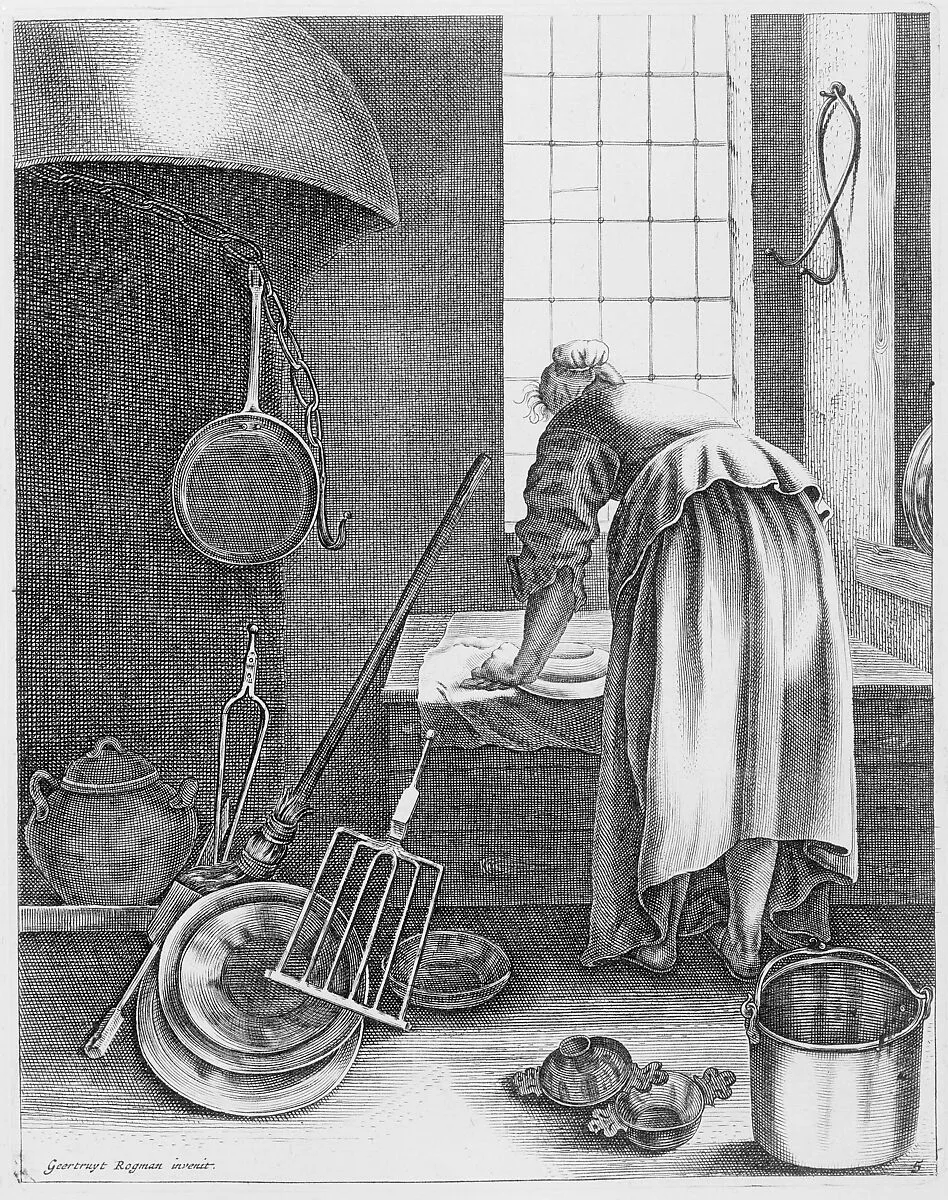 A Woman Doing Housework, Plate 5 from "Five Feminine Occupations" — Geertruydt Roghman