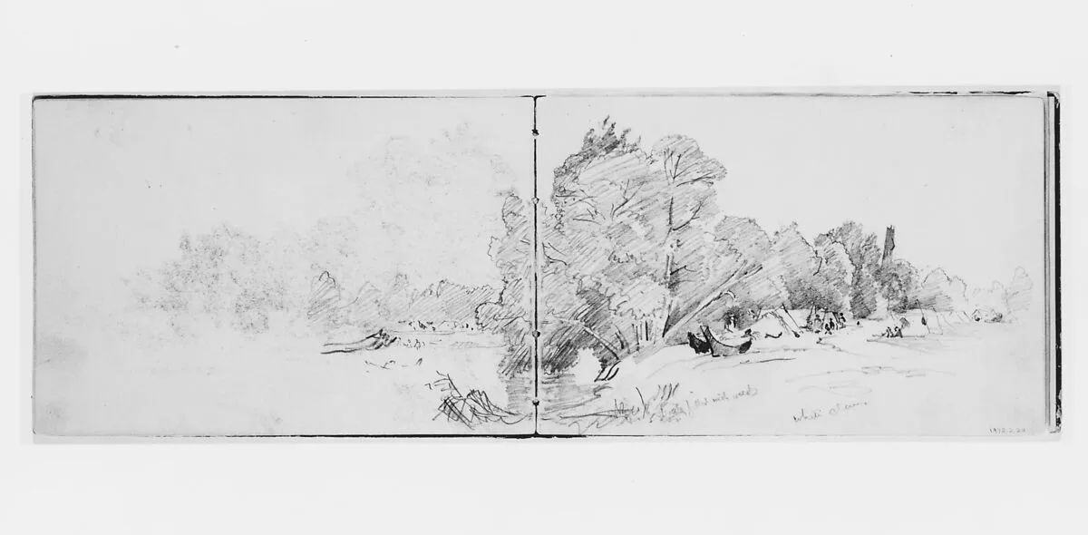 Distant Landscape with Encampment (from Sketchbook X) — William Trost Richards