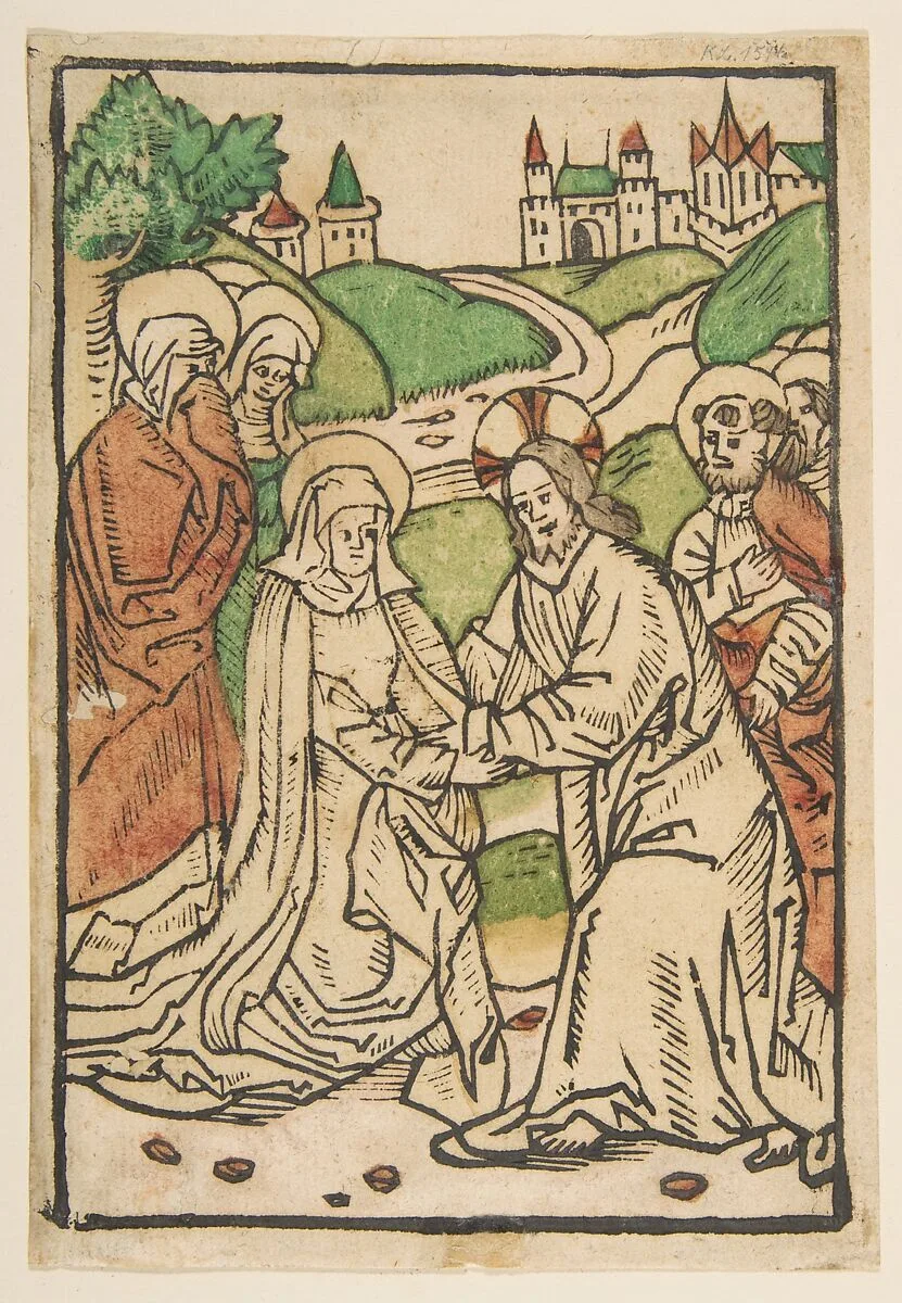 Christ Taking Leave of His Mother (Schr. 639) — Anonymous, German, 15th century