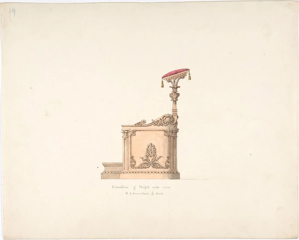 Elevation of a Pulpit, Side View, R. Edmundson & Sons — Anonymous, British, 19th century
