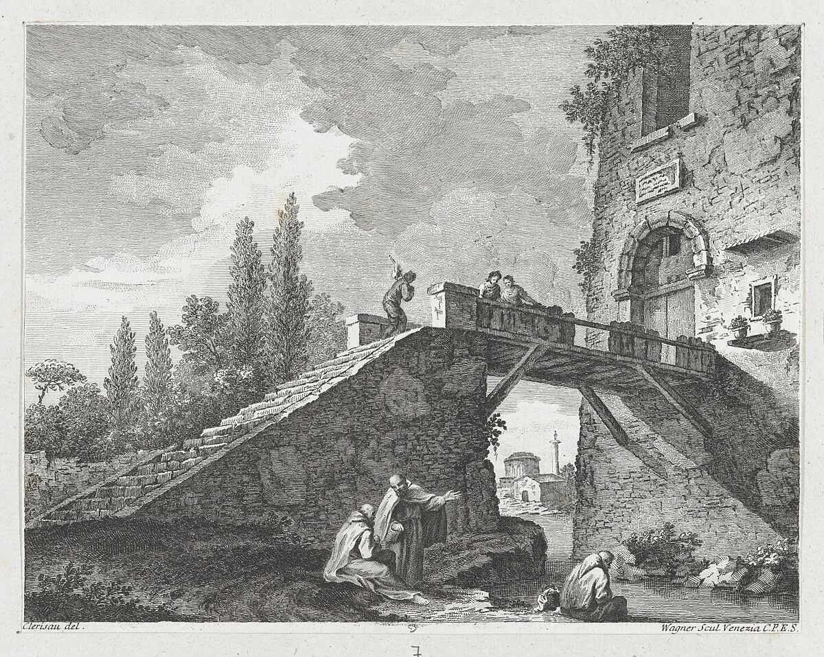 Landscape with Bridge — Joseph Wagner|Charles Louis Clérisseau