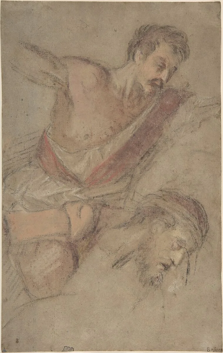 Studies for a Scourging Soldier and the Head of Christ — Jacopo Bassano (Jacopo da Ponte)