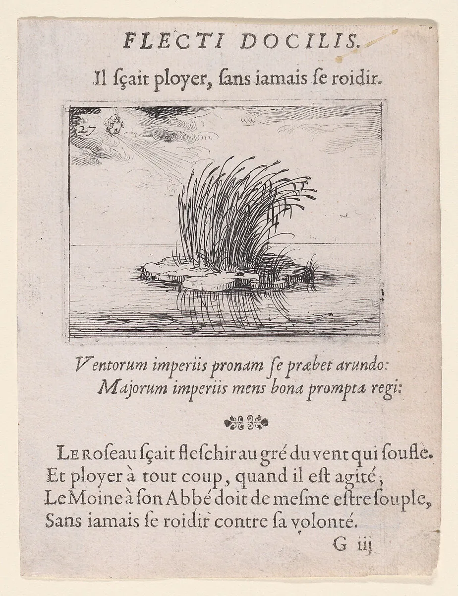Les Roseaux et Le Vent (The Reed and The Wind), from Lux Claustri ou La Lumière du Cloitre (The Light of the Cloisters), plate 27 — Jacques Callot|François Langlois