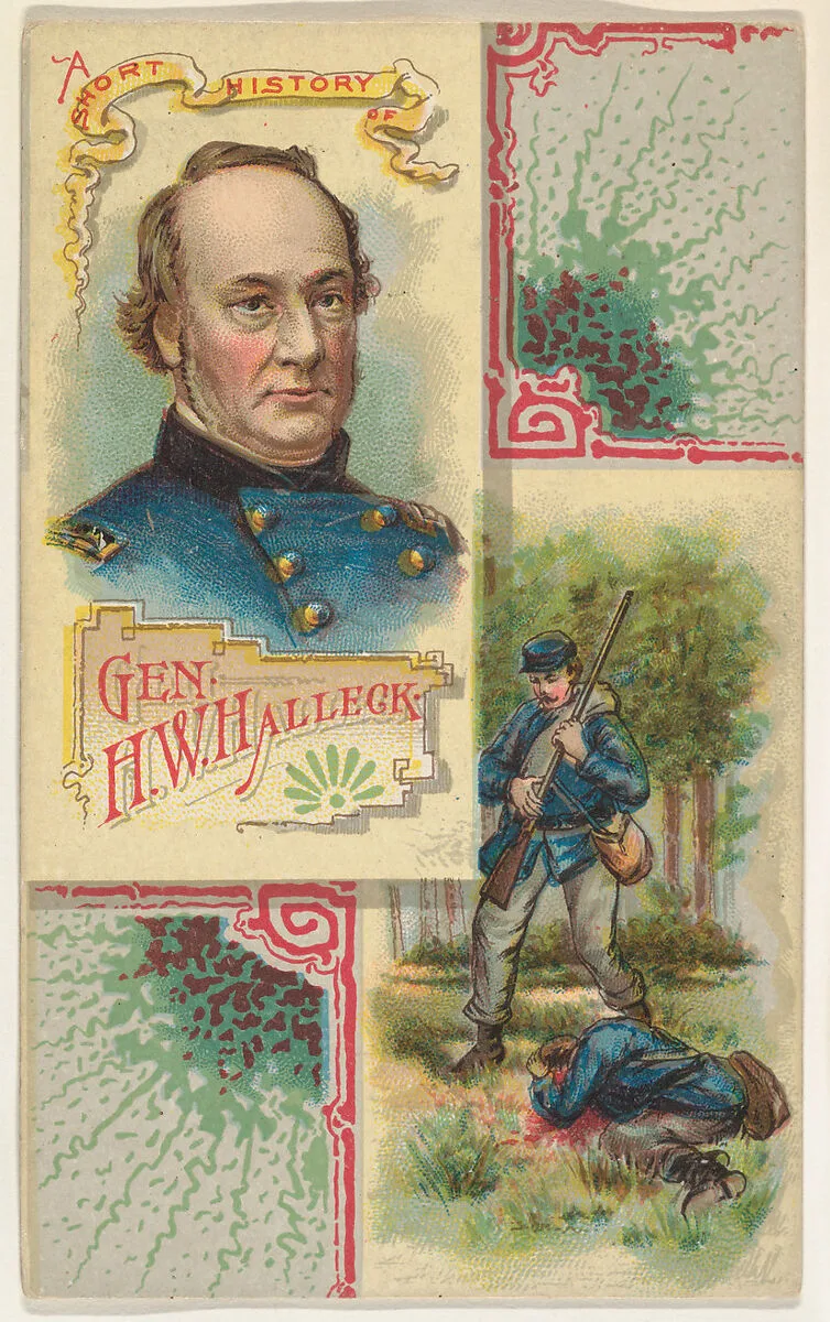 A Short History of General H. W. Halleck, from the Histories of Generals series (N114) issued by W. Duke, Sons & Co. to promote Honest Long Cut Smoking and Chewing Tobacco — Knapp & Company|W. Duke, Sons & Co.
