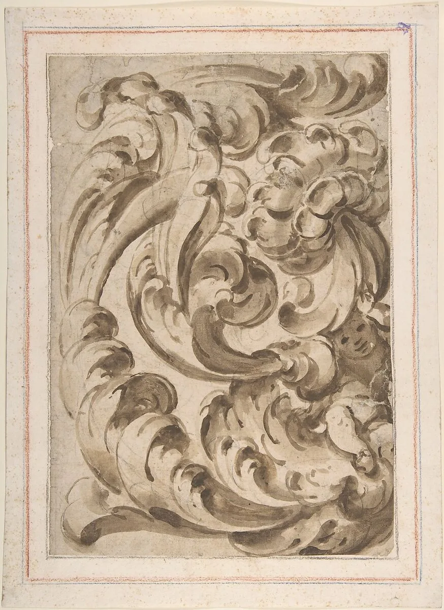Overall Pattern of Acanthus Scrolls with a Putto — Anonymous, Italian, 17th century
