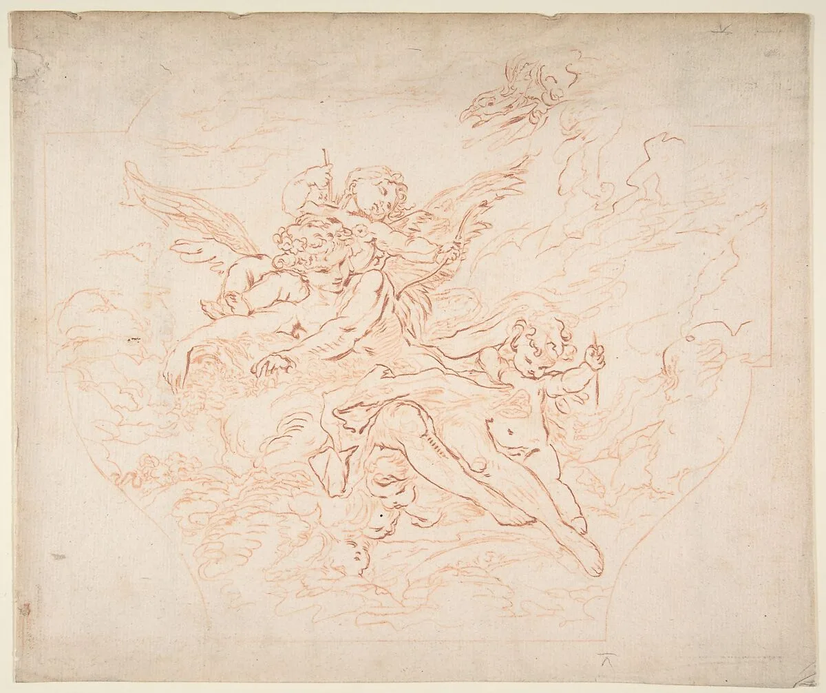 Preparatory Drawing of a Ceiling for Etching after Boucher Drawing — François Boucher|Jean Charles François