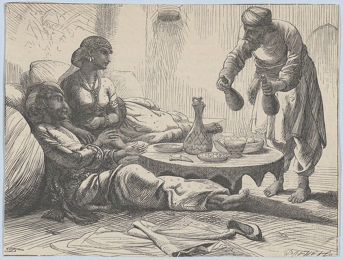 Sheich Ibrahim and His Visitors (from "Illustrated Arabian Nights' Entertainments") — Dalziel Brothers|Thomas Dalziel