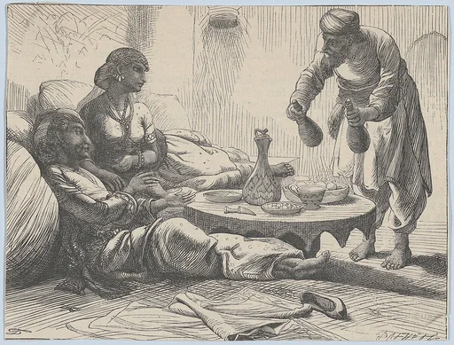 Sheich Ibrahim and His Visitors (from "Illustrated  Arabian Nights' Entertainments")